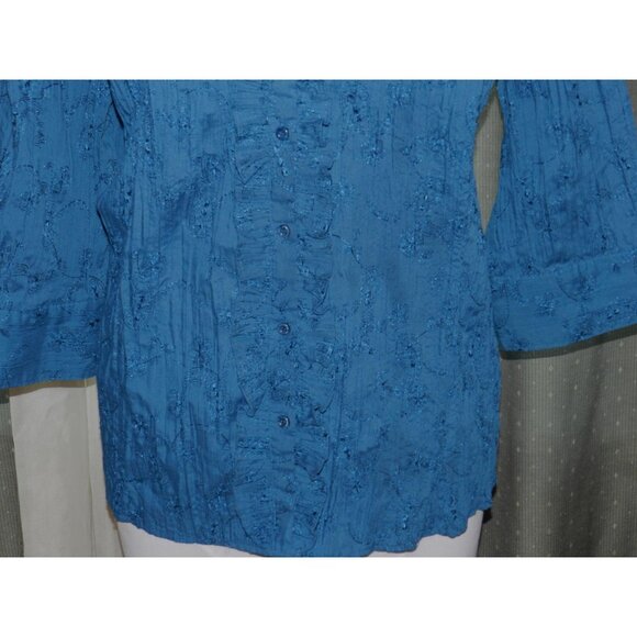 St Johns Bay size 3X deep teal green embroidred buttoned top plus size - Picture 6 of 7